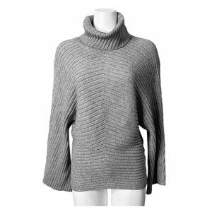 Slate & Willow Grey Ribbed Knit Dolman Sleeve Sweater Turtleneck Size L Knit Top